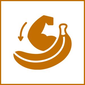Arm and banana icon with arrow.