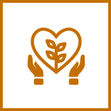 Hands holding a heart with plant.