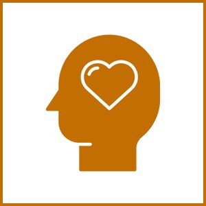 Silhouette head with heart inside.