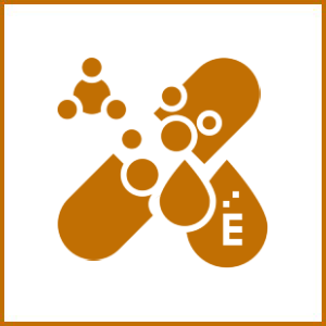 Vitamin E capsules with particles illustrating antioxidant benefits.